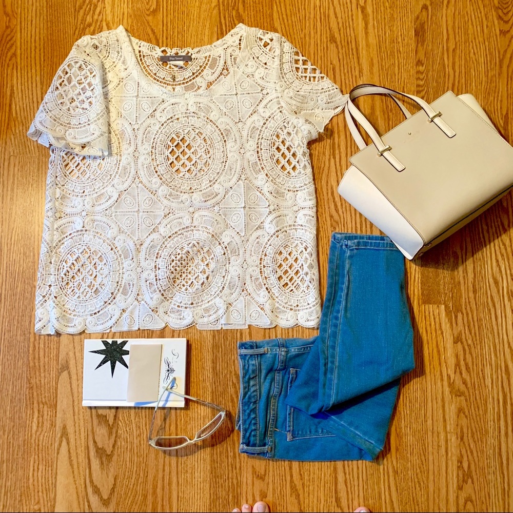 Anthropologie by Blue Tassel lace short sleeve top